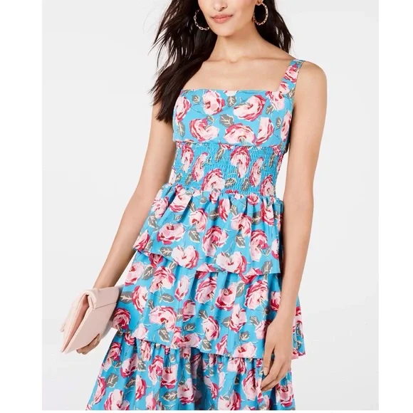 Betsey Johnson Vintage Rose Tiered Ruffle Dress Size 12 - Picture 2 of 8